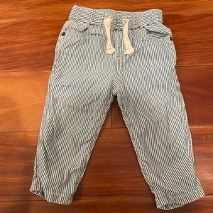 Baby Gap Blue & White Railroad Stripe Pull On Pants - 6-12 months